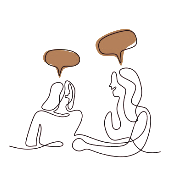 Two people talking